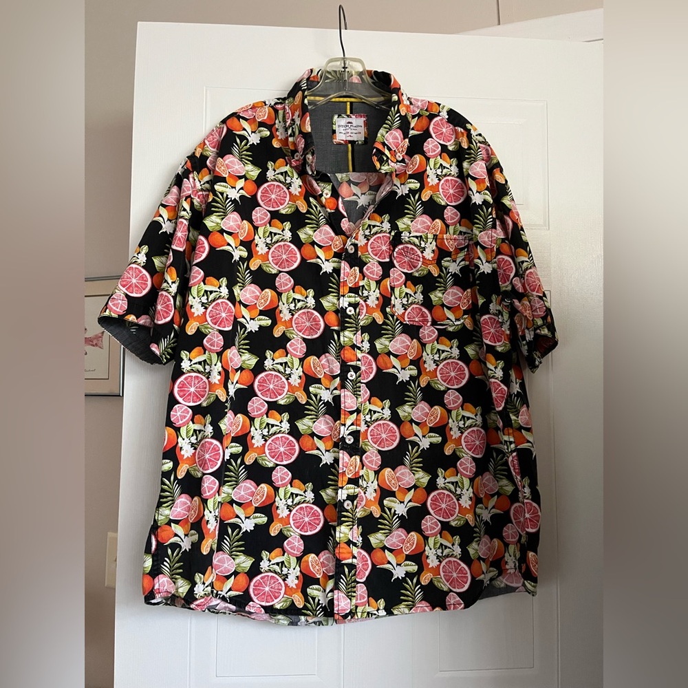 2397 Ditch Plains by Ricky Singh Men's SS Button Down Citrus Floral Size 2XL